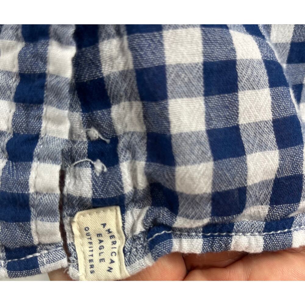 American Eagle Blue/White Plaid Button Down Shirt Women's S Boyfriend Fit Y2K - Picture 5 of 7